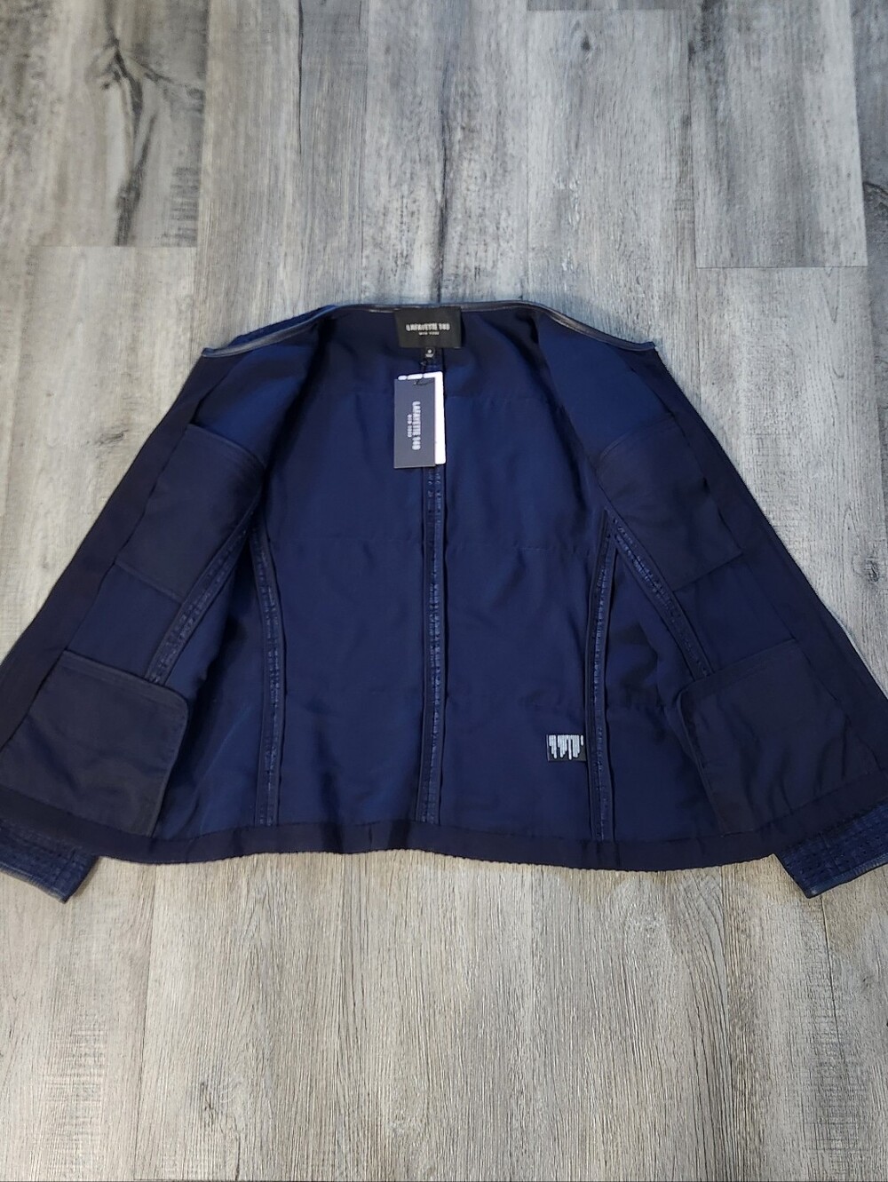 Lafayette 148 New York Navy Tweed Zip-Detail Jacket - Picture 7 of 10